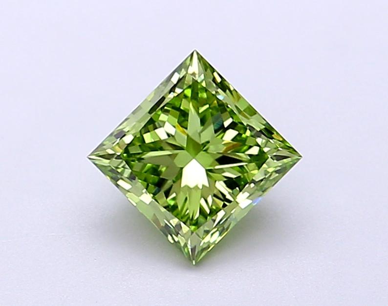 1.06 Ct. Fancy Green Vivid Princess Lab Grown Diamond
