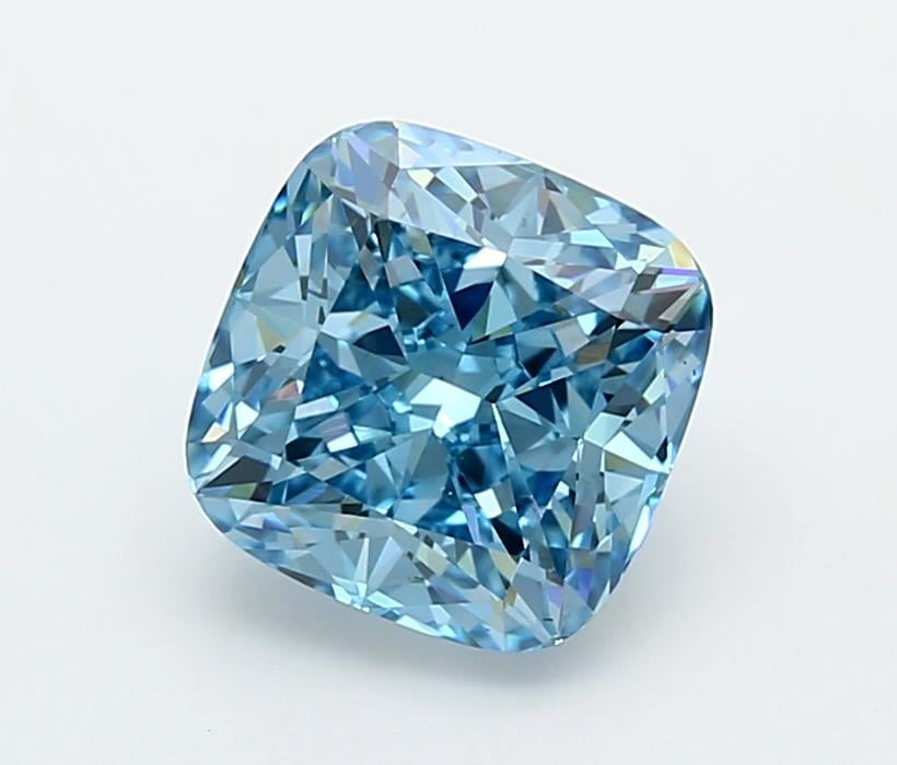 3.01 Ct. Fancy Vivid  Blue Cushion Lab Grown Diamond