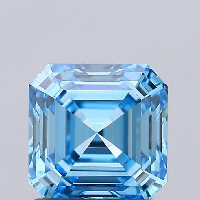1.02 Ct. Fancy Vivid Blue Asscher Lab Grown Diamond