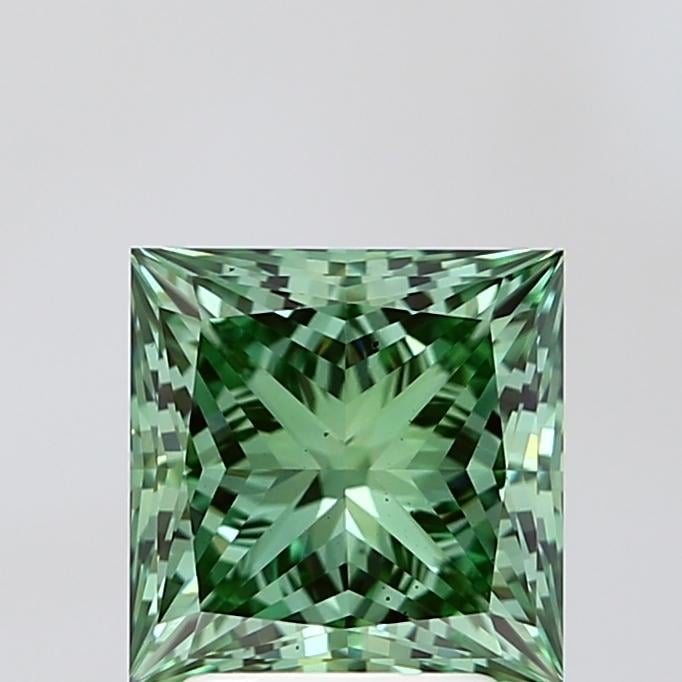 2.90 Ct. Fancy Vivid Green Princess Lab Grown Diamond