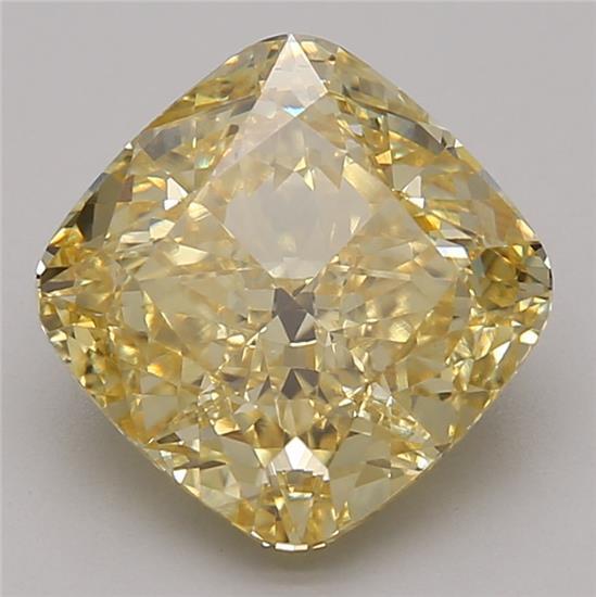 4.05 Ct. Fancy Vivid Yellow Cushion Lab Grown Diamond