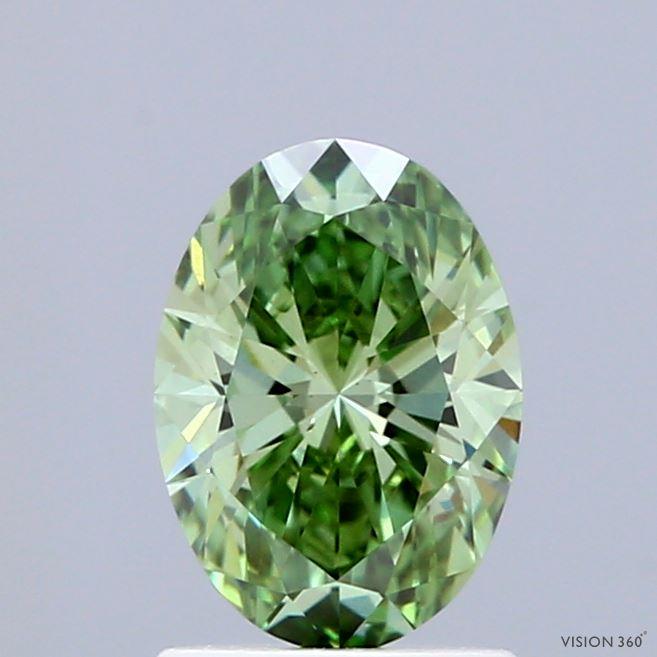 1.04 Ct. Fancy Vivid Green Oval Lab Grown Diamond