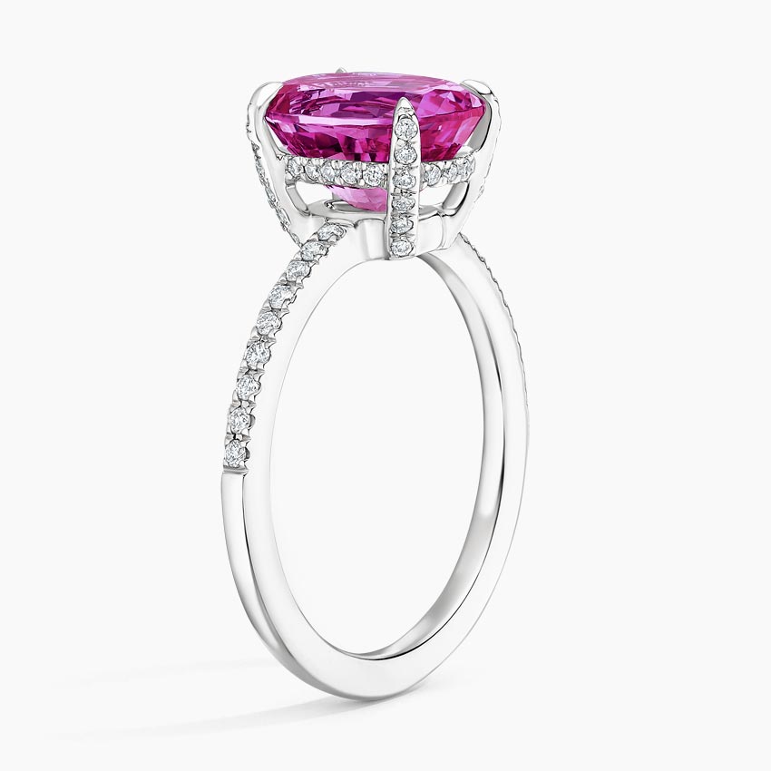 Cabaret Lab Pink Sapphire and Diamond Cocktail Ring in 18K White Gold