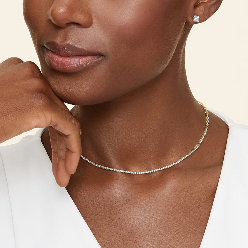 14K Yellow Gold Lab Diamond Tennis Necklace (3 ct. tw.)