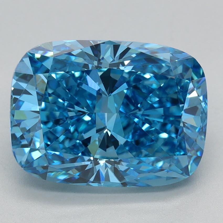 3.07 Ct. Fancy Vivid Blue Cushion Lab Grown Diamond