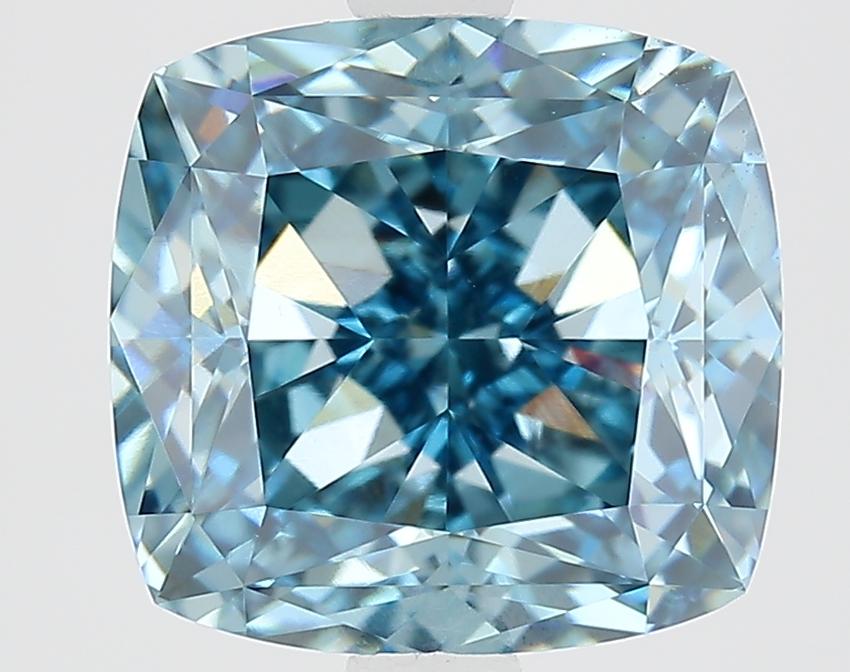 3.68 Ct. Fancy Vivid Blue Cushion Lab Grown Diamond