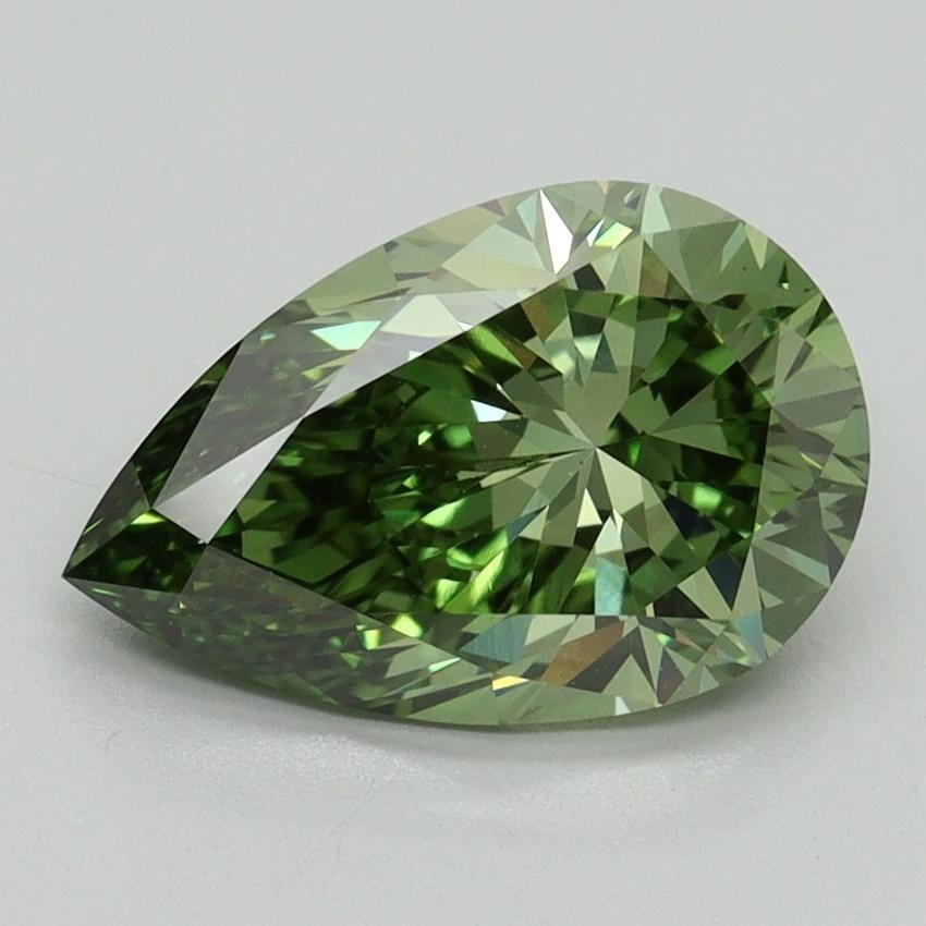 2.18 Ct. Fancy Vivid Green Pear Lab Grown Diamond