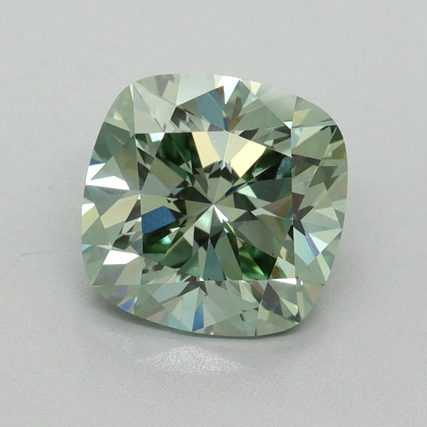 2.04 Ct. Fancy Vivid Green Cushion Lab Grown Diamond
