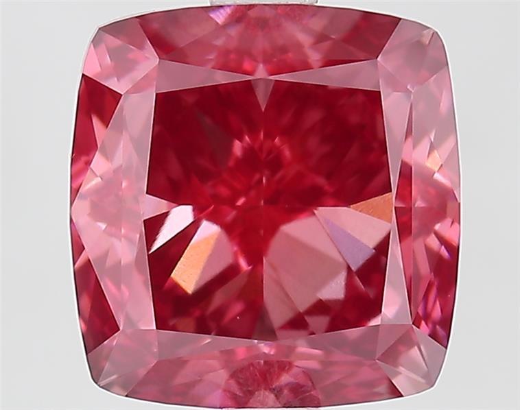 3.09 Ct. Fancy Vivid Pink Cushion Lab Grown Diamond