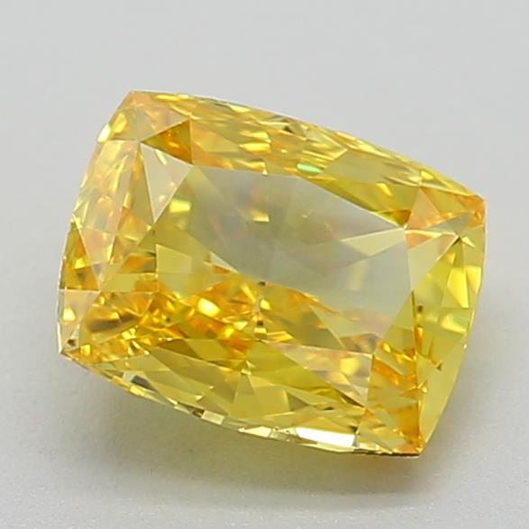 0.77 Ct. Fancy Vivid Yellow Cushion Lab Grown Diamond