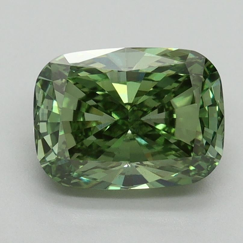 2.01 Ct. Fancy Vivid Green Cushion Lab Grown Diamond
