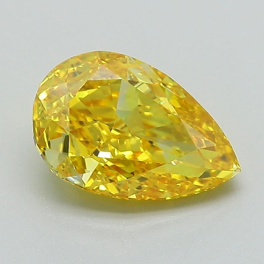 2.11 Ct. Fancy Vivid Yellow Pear Lab Grown Diamond