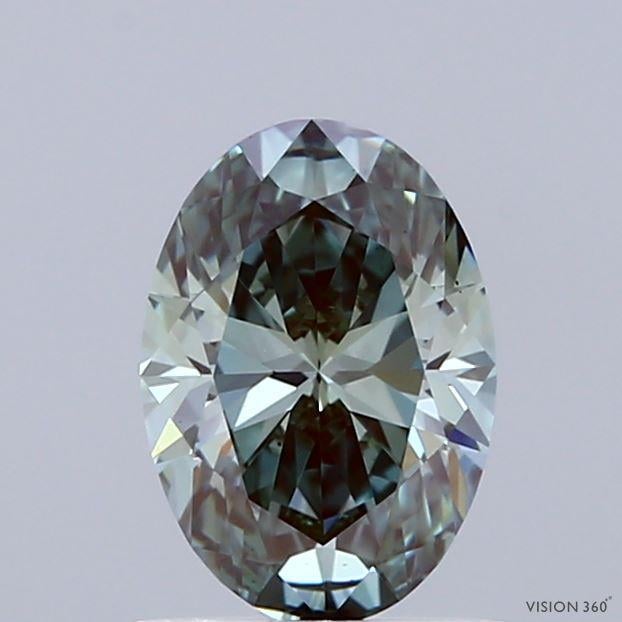 1.01 Ct. Fancy Intense Blue Green Oval Lab Grown Diamond
