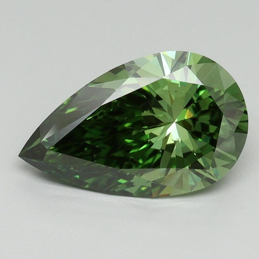 2.12 Ct. Fancy Vivid Green Pear Lab Grown Diamond