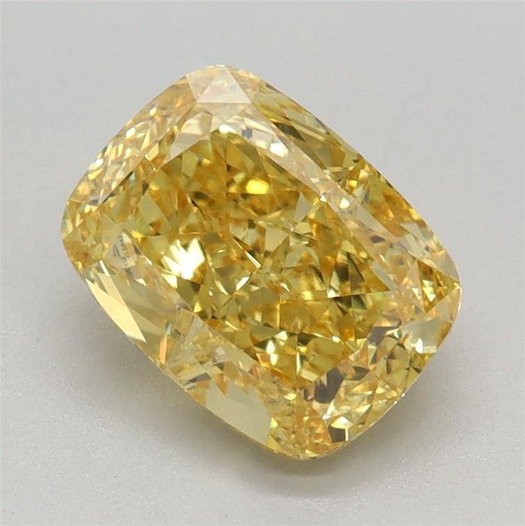 1.45 Ct. Fancy Vivid Yellow Cushion Lab Grown Diamond