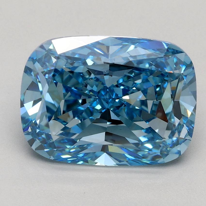 3.05 Ct. Fancy Vivid Blue Cushion Lab Grown Diamond