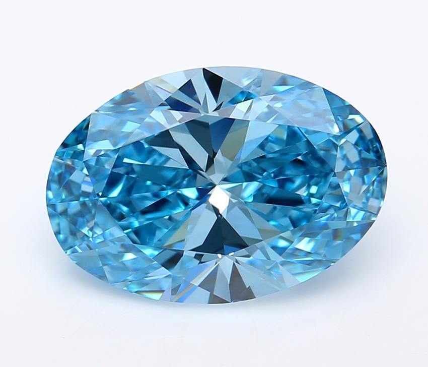 4.03 Ct. Fancy Vivid  Blue Oval Lab Grown Diamond