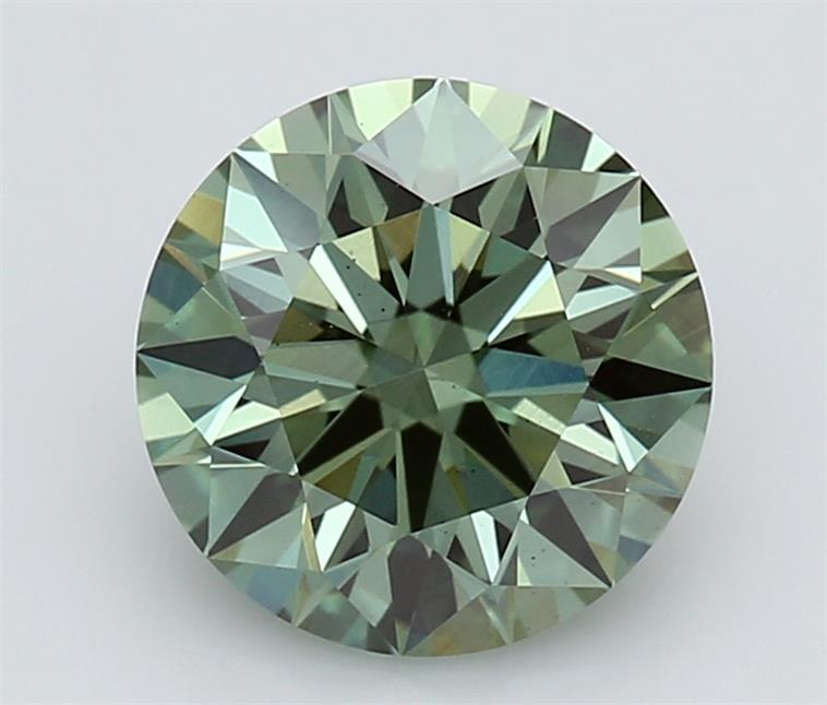 2.28 Ct. Vivid  Green Round Lab Grown Diamond
