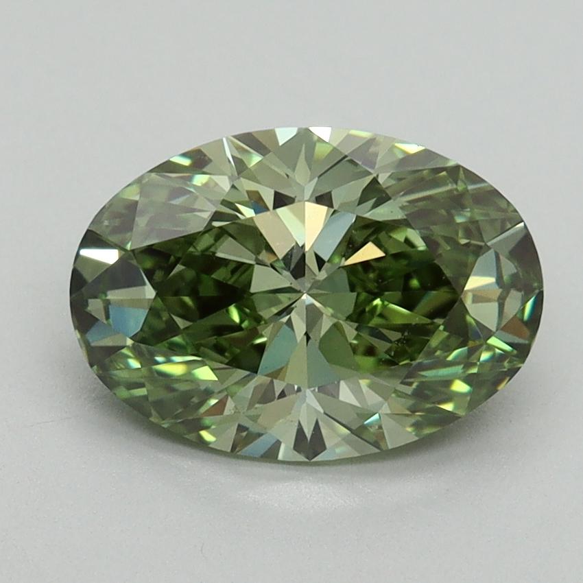 2.06 Ct. Fancy Vivid Green Oval Lab Grown Diamond