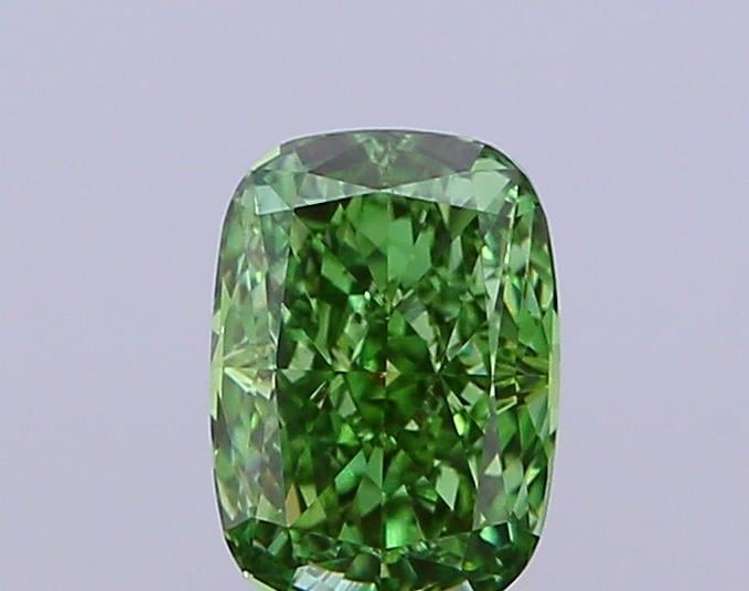 1.07 Ct. Fancy Vivid  Green Cushion Lab Grown Diamond