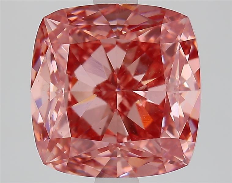 4.08 Ct. Fancy Vivid  Pink Cushion Lab Grown Diamond