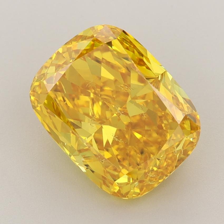 4.29 Ct. Fancy Vivid Yellow Cushion Lab Grown Diamond