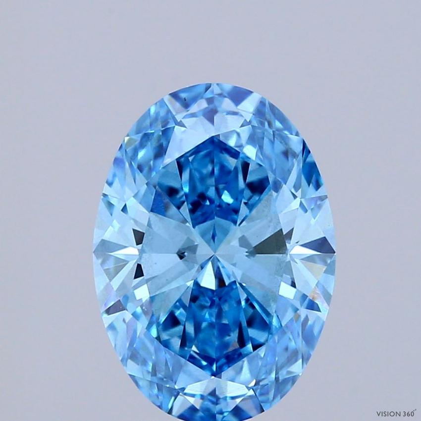 3.01 Ct. Fancy Vivid Blue Oval Lab Grown Diamond