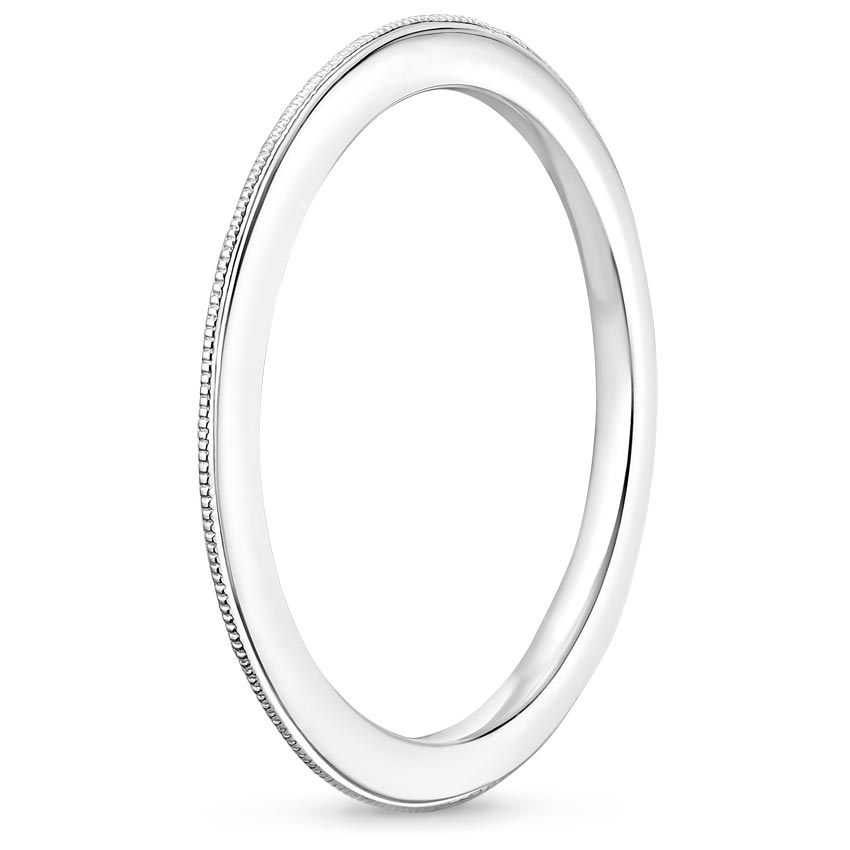 18K White Gold Aimee Milgrain Wedding Ring, large side view
