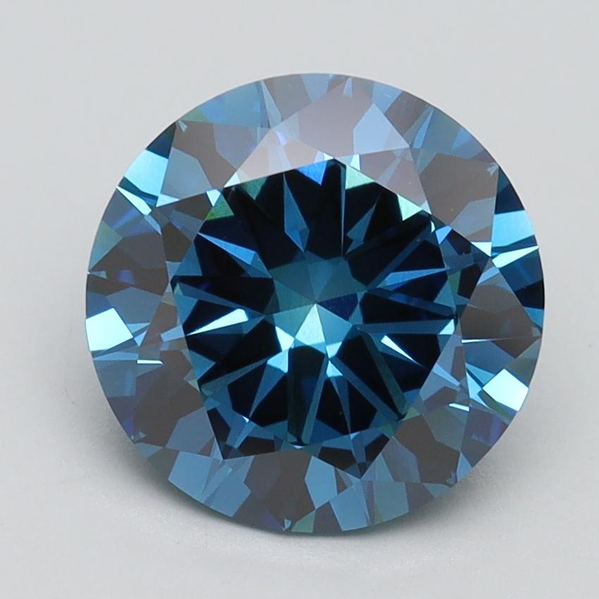 2.53 Ct. Fancy Vivid Blue Round Lab Grown Diamond