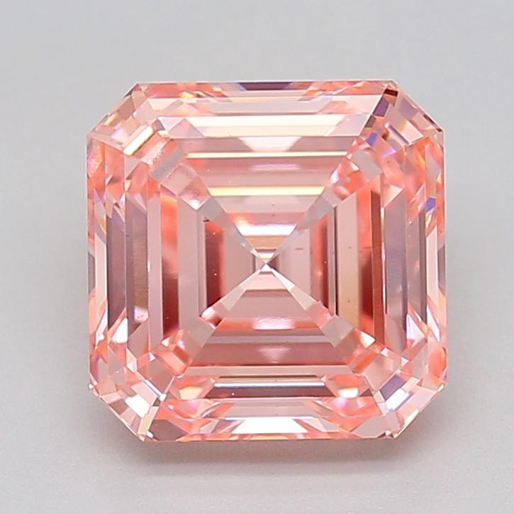 3.08 Ct. Fancy Vivid  Pink Asscher Lab Grown Diamond