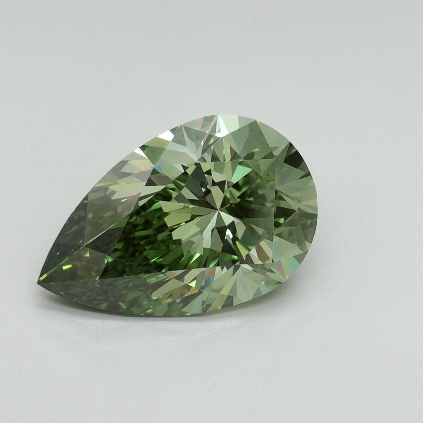 3.15 Ct. Fancy Vivid Green Pear Lab Grown Diamond