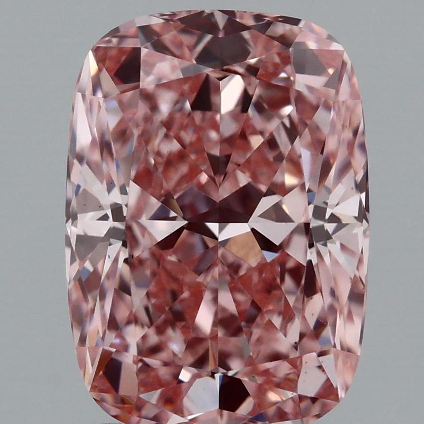 3.14 Ct. Fancy Vivid Pink Cushion Lab Grown Diamond