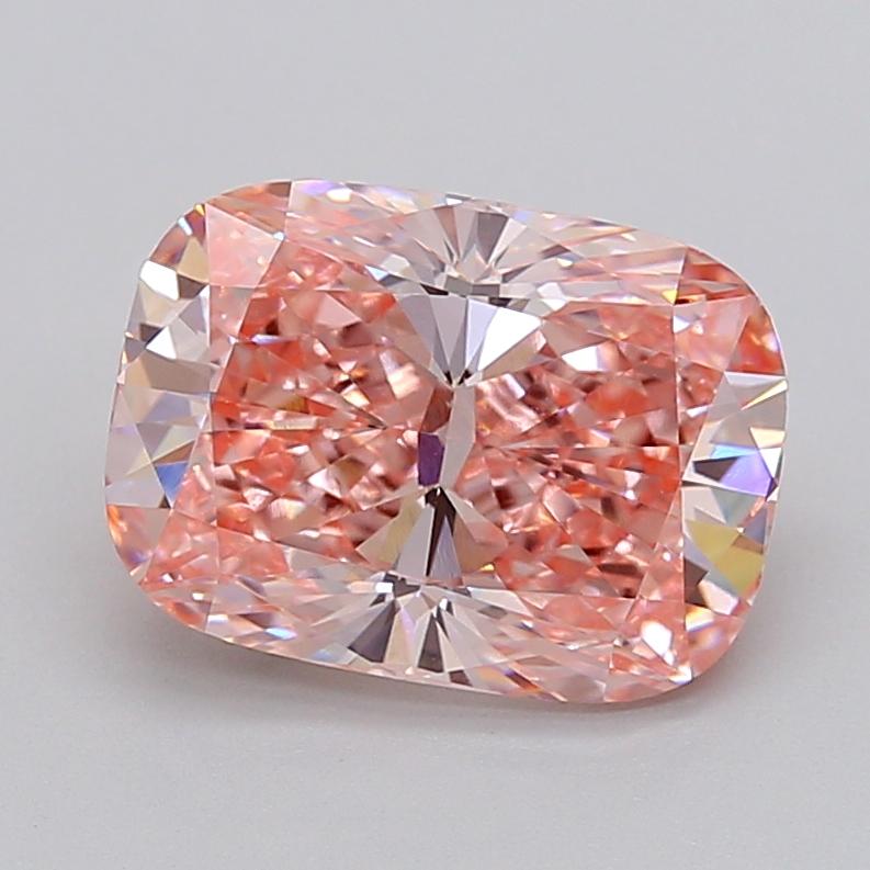 4.07 Ct. Fancy Vivid  Pink Cushion Lab Grown Diamond