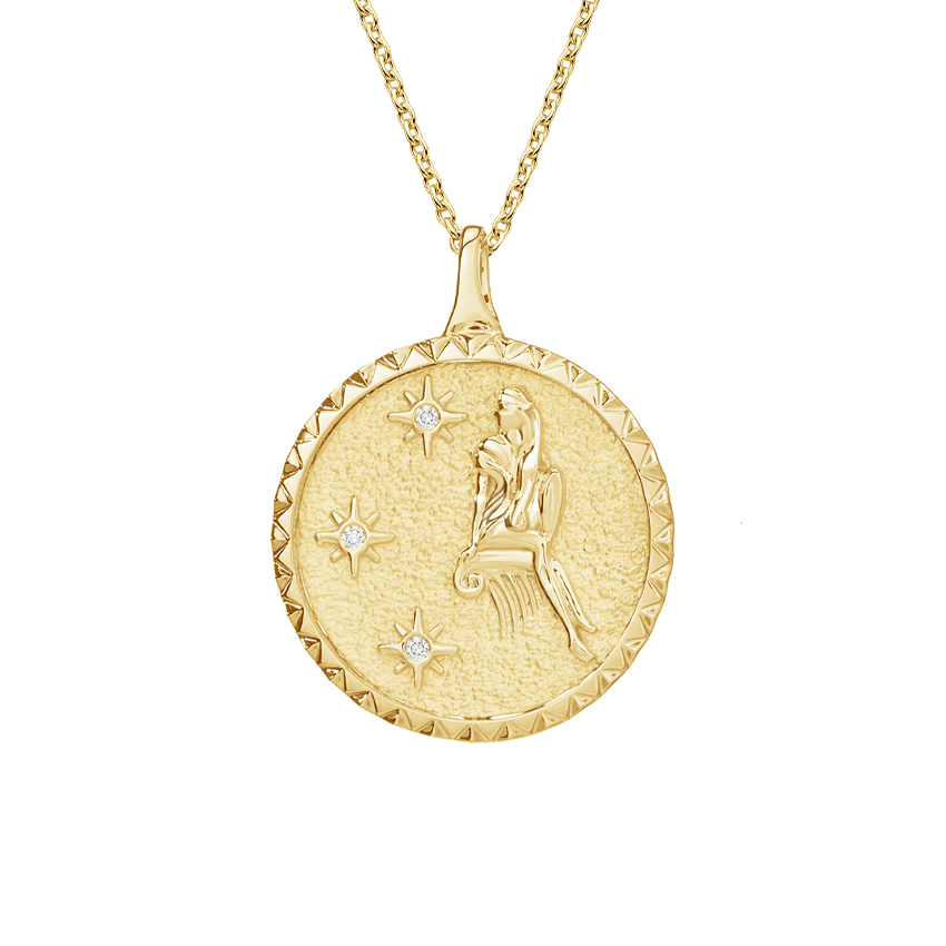 Diamond Accented Virgo Zodiac Necklace 