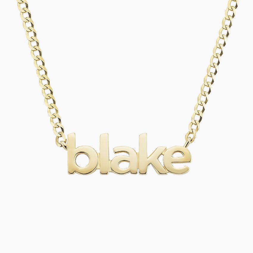 14K Yellow Gold Block Name Necklace - Brilliant Earth