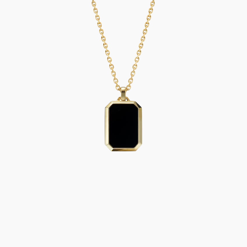 14K Yellow Gold Homme Black Onyx Tag Necklace - Brilliant Earth