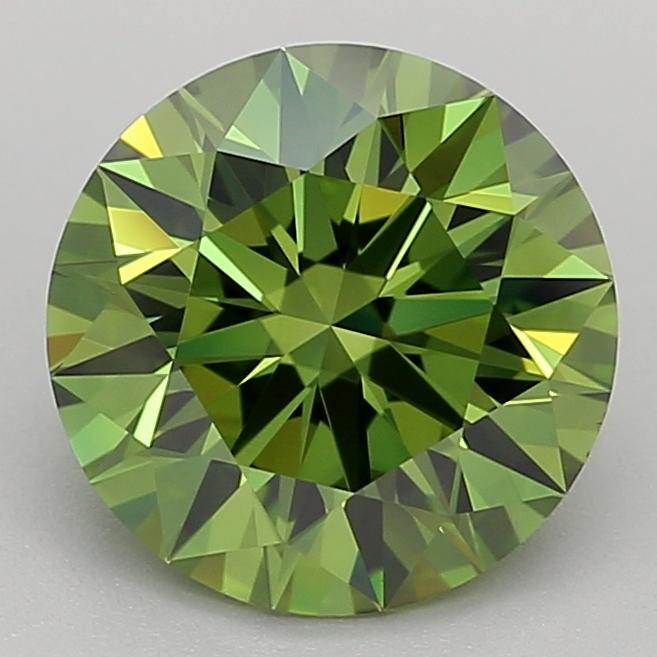 2.06 Ct. Fancy Vivid Green Round Lab Grown Diamond