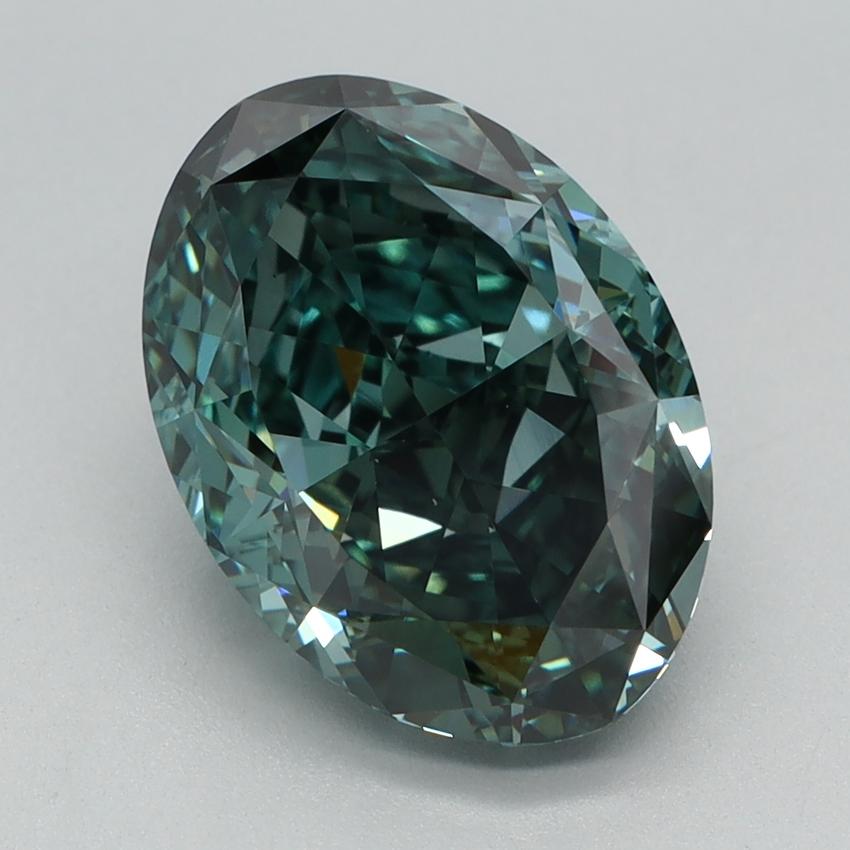 3.10 Ct. Fancy Vivid Green Oval Lab Grown Diamond