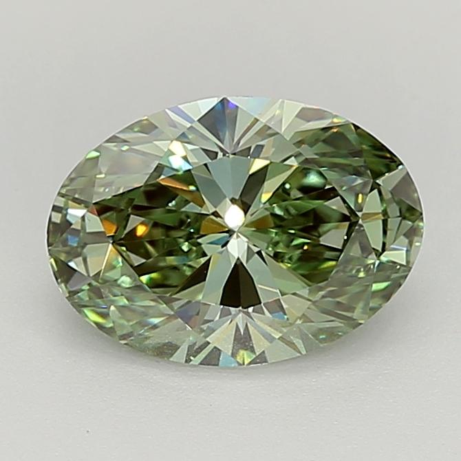 2.11 Ct. Fancy Vivid  Green Oval Lab Grown Diamond