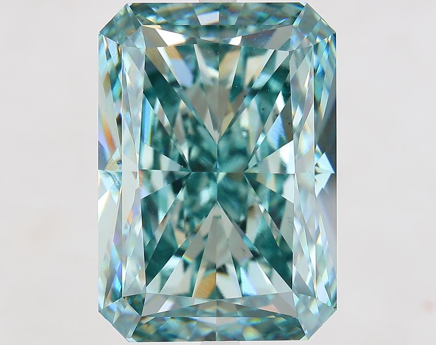 21.33 Ct. Fancy Intense Bluish Green Radiant Lab Grown Diamond
