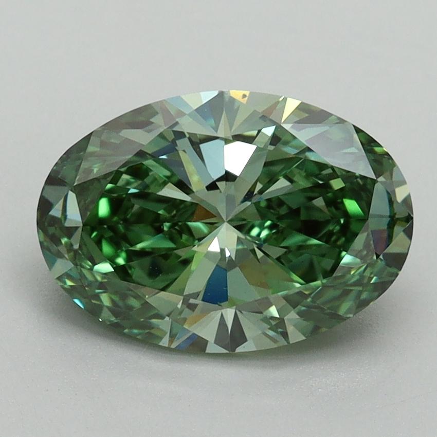 2.15 Ct. Fancy Vivid Pacific Green Oval Lab Grown Diamond