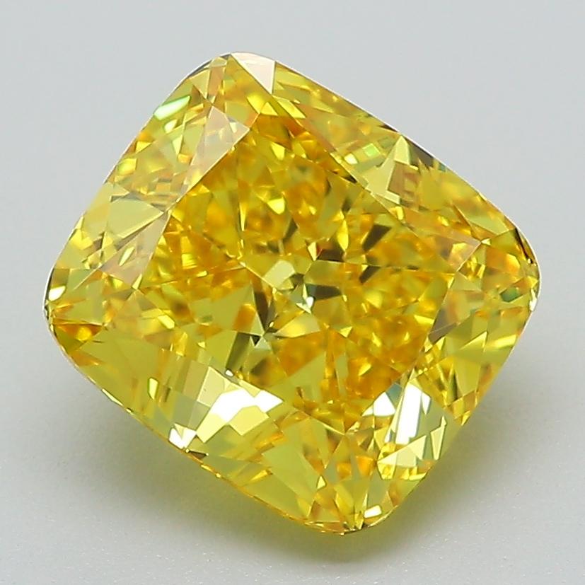 3.25 Ct. Fancy Vivid Yellow Cushion Lab Grown Diamond