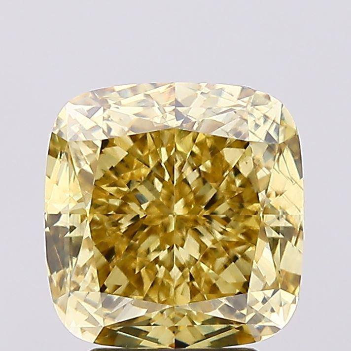 4.01 Ct. Fancy Vivid Yellow Cushion Lab Grown Diamond