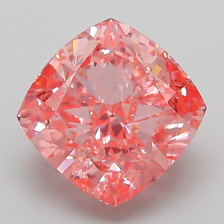 3.04 Ct. Fancy Vivid Pink Cushion Lab Grown Diamond