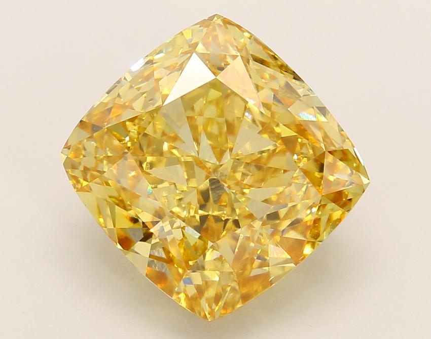 10.29 Ct. Fancy Vivid Yellow Cushion Lab Grown Diamond
