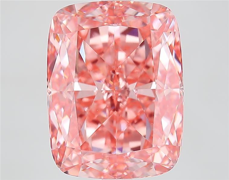 8.10 Ct. Fancy Vivid  Pink Cushion Lab Grown Diamond