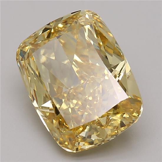 5.46 Ct. Fancy Vivid Yellow Cushion Lab Grown Diamond