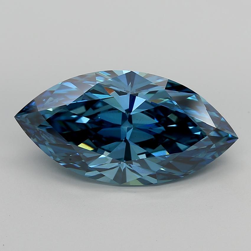 10.71 Ct. Fancy Vivid  Blue Marquise Lab Grown Diamond