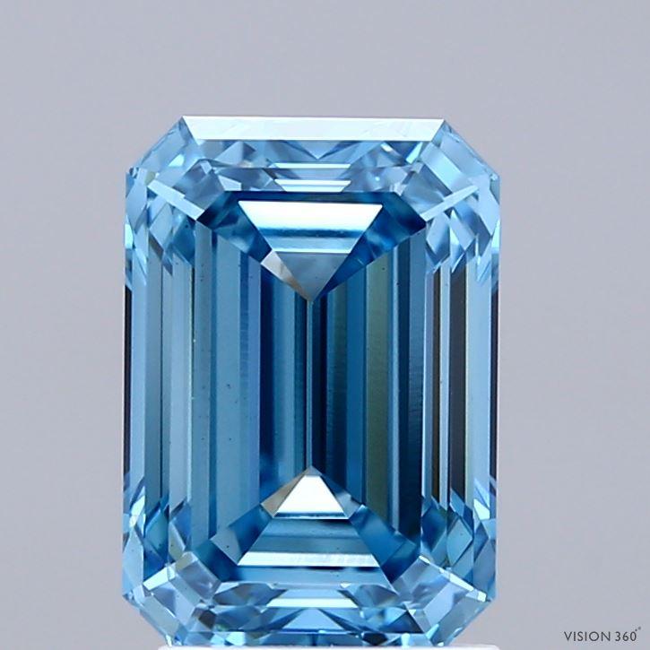 2.60 Ct. Fancy Vivid Blue Emerald Lab Grown Diamond