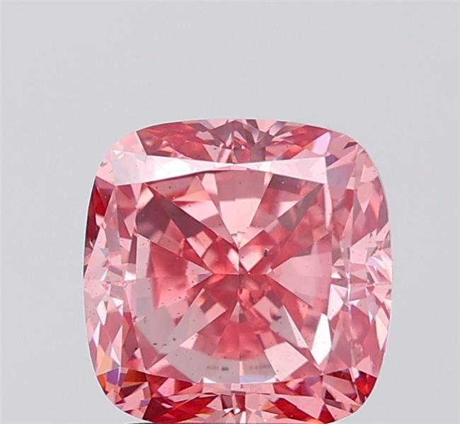 3.08 Ct. Fancy Vivid  Pink Cushion Lab Grown Diamond